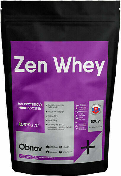 Kompava Protein Zen Whey 70% jahoda-malina, sladidlo stévie 500g porovnání ceny