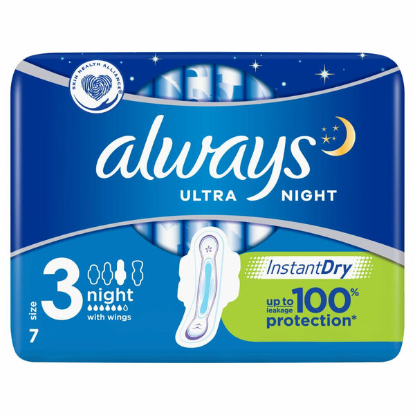 ALWAYS Ultra Night vel.3 Hygienické vložky s křidélky 7 ks porovnat ceny