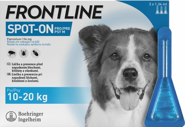 Frontline Spot On Dog M 10-20kg, Pipeta 3x1,34ml porovnat ceny