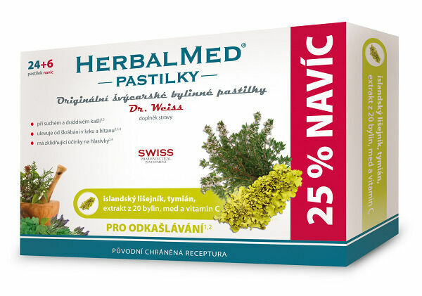 HerbalMed Dr.Weiss Islandský lišejník + tymián 24+6 pastilek porovnat ceny