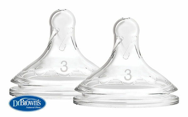 Dr. Brown's Náhradní silikonové savičky pro kojenecké láhve options + WIDE-NECK stupeň 3 – BPA FREE – 2ks porovnat ceny
