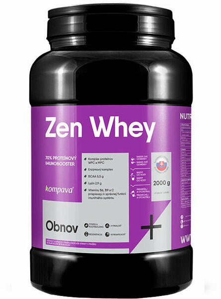 Kompava Protein Zen Whey 70% 2000g - čokoláda - višeň, sladidlo stévie porovnání ceny