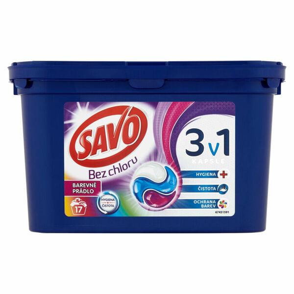 SAVO Bez chloru Color 3v1 Prací kapsle na barevné prádlo 17 pracích dávek porovnat ceny