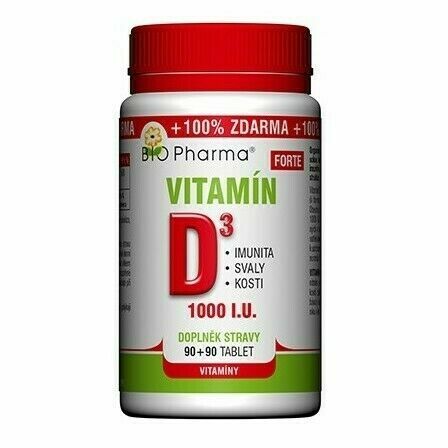 Vitamín D3 Forte 1000 I.U.tbl.90+90 BIO-Pharma porovnat ceny