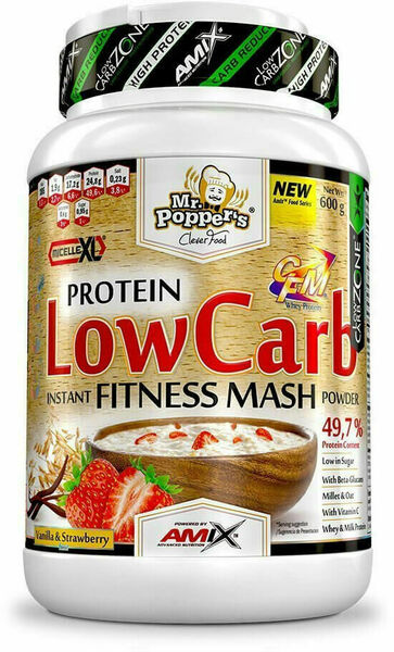 AMIX Mr. Popper´s Low Carb Mash, Vanilka-jahoda, 600g porovnat ceny