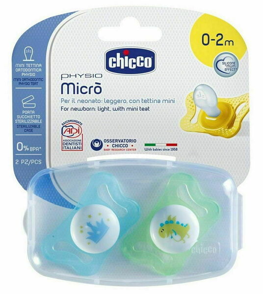 Chicco Šidítko Physio Micro silikonové 0-2m modrá 2ks porovnat ceny