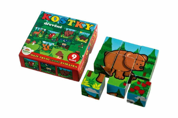 Teddies Kostky kubus dřevěné Moje první zvířátka lesní dřevo 9ks od12 měsíců porovnat ceny