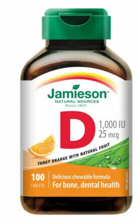 Jamieson Vitamín D3 1000 IU na cucání s příchutí pomeranče 100 tablet porovnat ceny