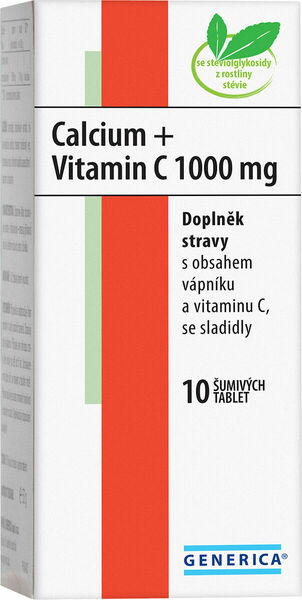 Generica Calcium + Vitamin C 1000mg 10 šumivých tablet porovnat ceny