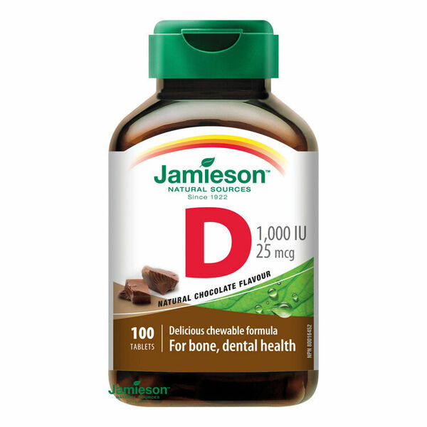 Jamieson Vitamín D3 1000 IU s příchutí čokolády 100 tablet porovnat ceny