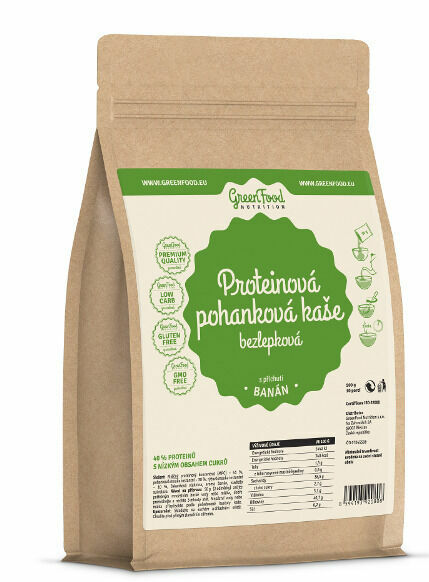 GreenFood Nutrition Proteinová pohanková kaše bezlepková banánová 500g porovnat ceny