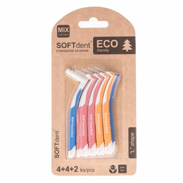 SOFTDENT ECO Mezizubní kartáček zahnutý MIX 10 ks porovnat ceny