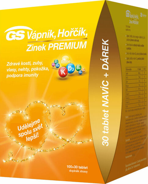 GS Vápník Hořčík Zinek Premium dárkové balení 100+30 tablet + dárek porovnat ceny