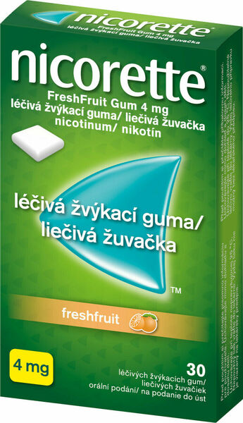 Nicorette® FreshFruit Gum 4mg, léčivá žvýkací guma 30ks porovnat ceny