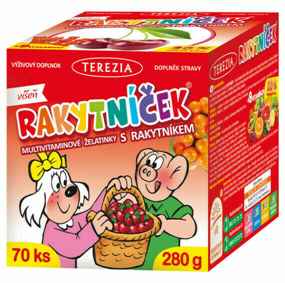 Terezia RAKYTNÍČEK multivitaminové želatinky s rakytníkem - příchuť VIŠEŇ 70ks porovnat ceny