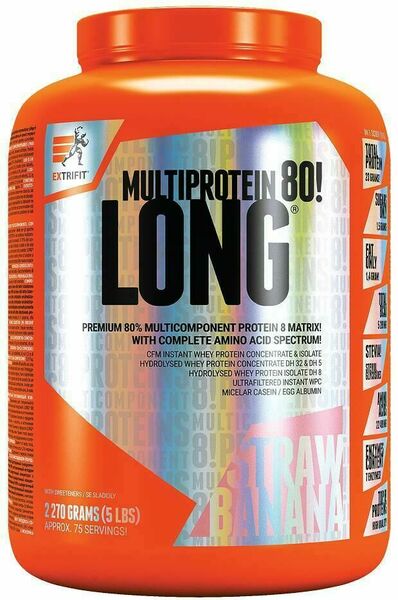 Extrifit Long 80 Multiprotein 2,27kg jahoda banán porovnat ceny