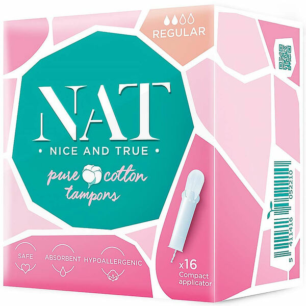NAT nice & true Tampony z organické bavlny – s aplikátorem – regular 16 ks porovnat ceny