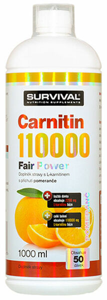 Survival Nutrition Carnitin 110000 Fair Power pomeranč 1000ml porovnat ceny