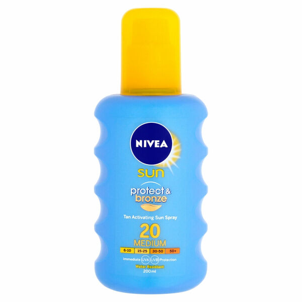 NIVEA Sun Protect & Bronze Sprej na opalování podporující zhnědnutí OF 20 200 ml porovnat ceny