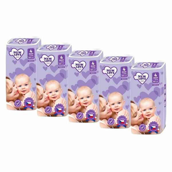 MEGAPACK Dětské jednorázové pleny New Love Premium comfort 4 MAXI 7-18 kg 5x44 ks porovnat ceny