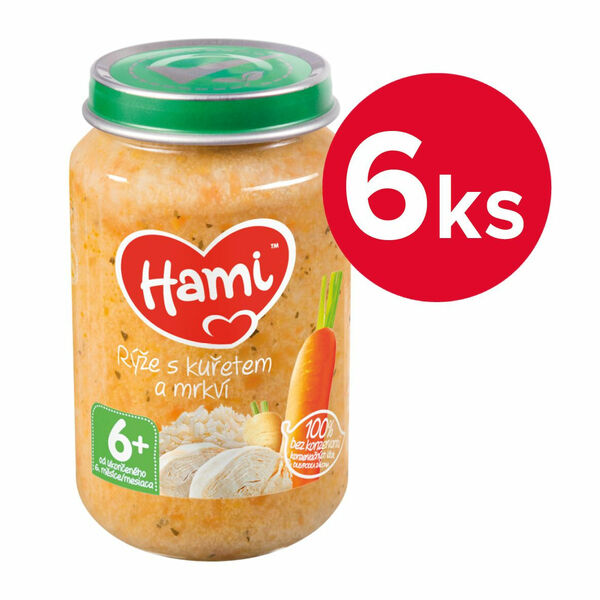 Hami Rýže s kuřetem a mrkví 6m+ 6x200 g porovnat ceny
