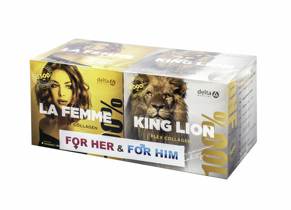 Delta  Partnerský balíček LA FEMME & KING LION COLLAGEN, Prášek na přípravu nápoje 196+240g porovnat ceny