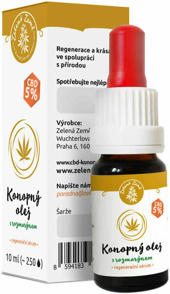 Zelená Země CBD konopný olej s rozmarýnem regenerační sérum 10ml porovnat ceny