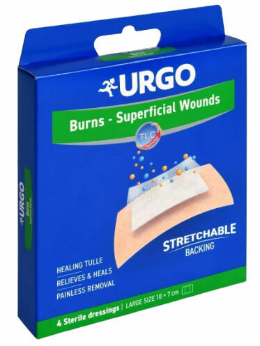 URGO Burns Na popáleniny lipidokoloid 10x7cm 4ks porovnat ceny