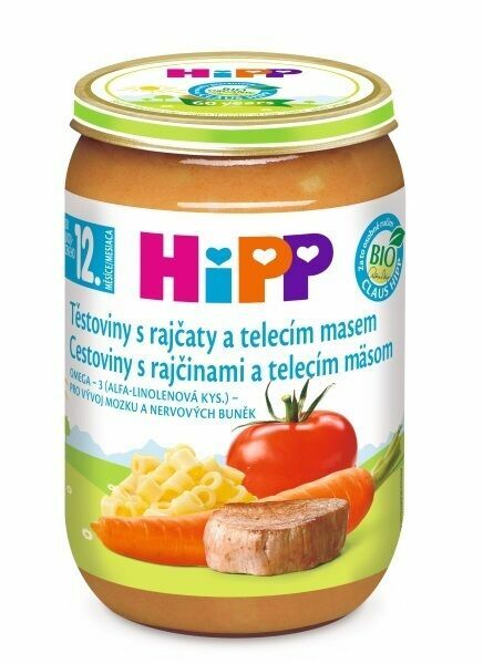 HiPP MENU BIO Těstoviny s rajčaty a telecím masem 220g porovnat ceny