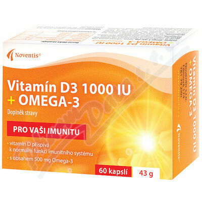 Noventis  Vitamín D3 1000 IU + Omega-3 60 kapslí porovnat ceny