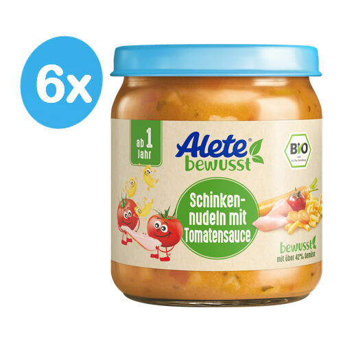 Alete BIO Příkrm těstoviny se šunkou v zeleninové omáčce 12m+ 6x250 ml porovnat ceny