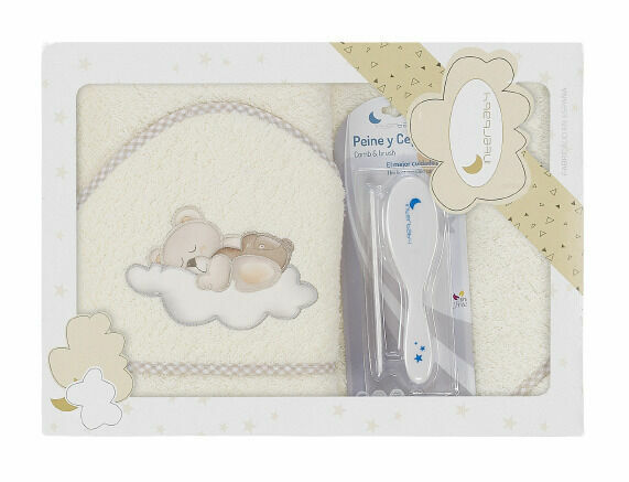 Interbaby Osuška froté Medvídek spinká + hřeben, krémová porovnat ceny