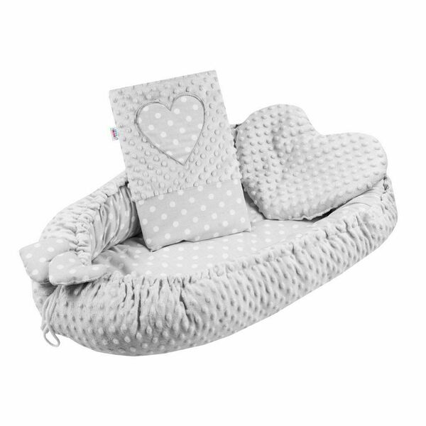 Luxusní hnízdečko s polštářkem a peřinkou New Baby Srdíčko šedé porovnat ceny