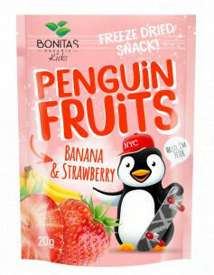 BONITAS  PENGUIN BIO Směs mrazem suš. banánů a jahod 15g porovnat ceny