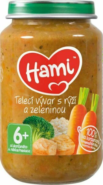 Hami příkrm Telecí vývar s rýží a zeleninou od uk. 6. měsíce 200g porovnat ceny