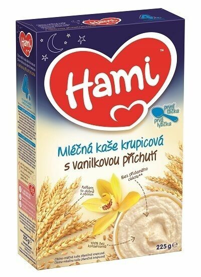 Hami mléčná kaše krupicová s vanilkovou příchutí první lžička 225g porovnat ceny