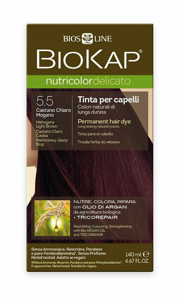 BIOKAP Nutricolor Delicato 5.50 Hnědá - světlý mahagon barva na vlasy 140 ml porovnat ceny