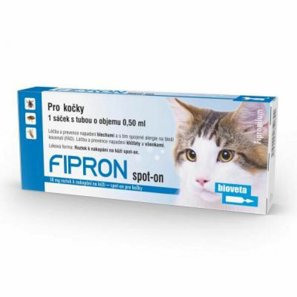 FIPRON 50 mg spot-on roztok k nakapání na kůži pro kočky 0,5 ml porovnat ceny