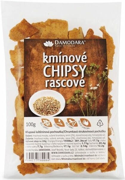 Damodara Kmínové chipsy 100g porovnat ceny
