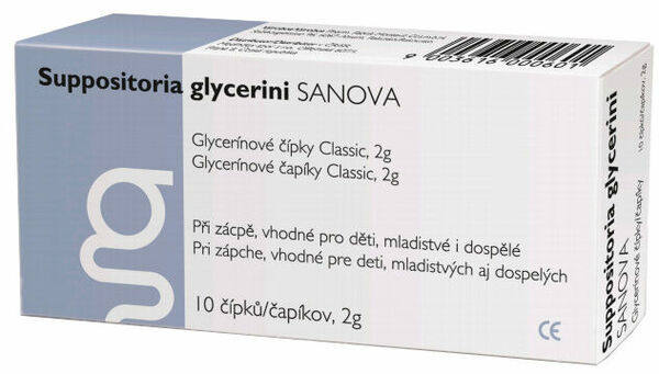 Suppositoria glycerini SANOVA Glycerinové čípky Classic 2g 10ks porovnat ceny