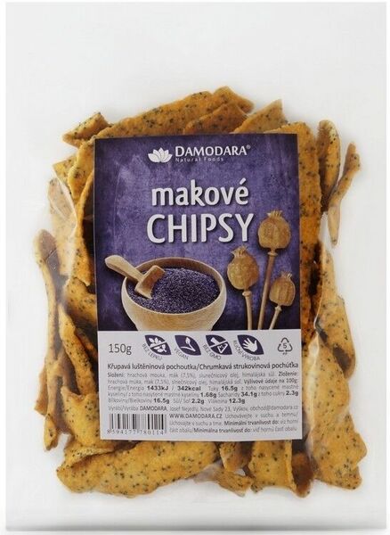 Damodara Makové chipsy 150g porovnat ceny
