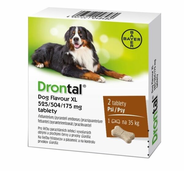 Drontal Dog Flavour XL 525/504/175mg 2 tablety porovnat ceny