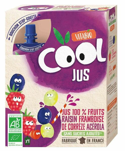 Vitabio Cool BIO Jus hroznové víno, malina a acerola 4x105ml porovnat ceny