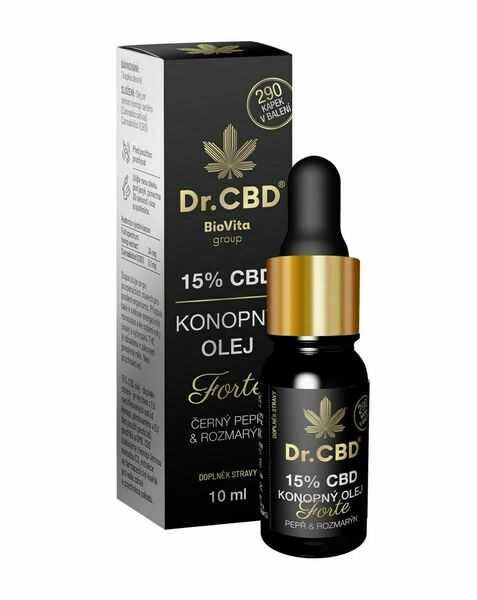 Dr.CBD 15% konopný olej Forte černý pepř a rozmarýn 10 ml porovnat ceny