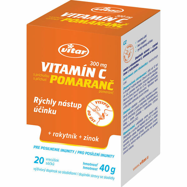 VITAR Vitamin C 300 mg+rakytník+zinek s příchutí pomeranče 20 sáčků porovnat ceny