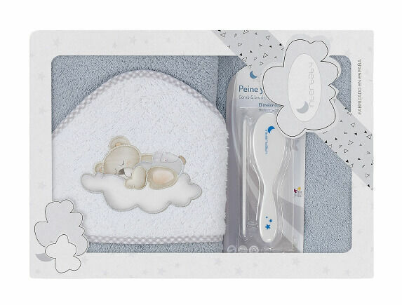 Interbaby Osuška froté Medvídek spinká + hřeben, šedá porovnat ceny