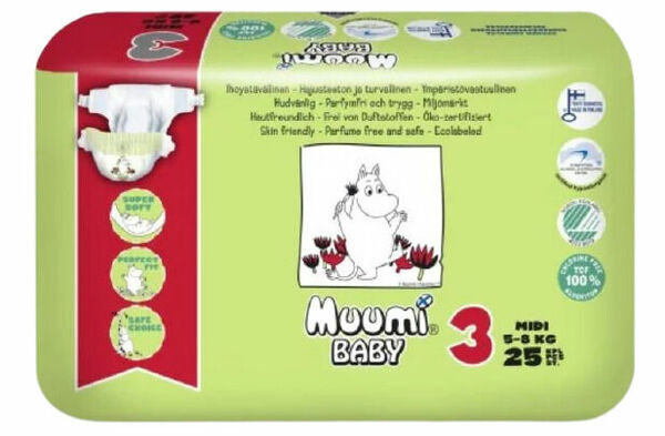 Muumi Baby Plenky jednorázové 3 Midi 5-8kg 25KS porovnat ceny