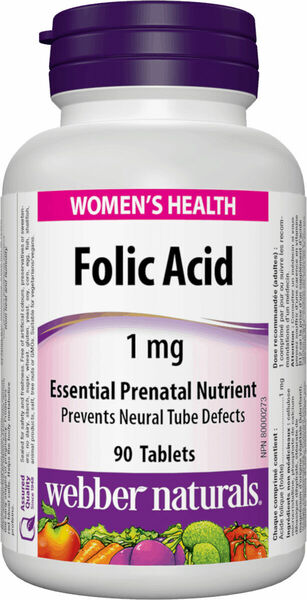 Webber Naturals Folic Acid 1mg 90 tablet porovnat ceny