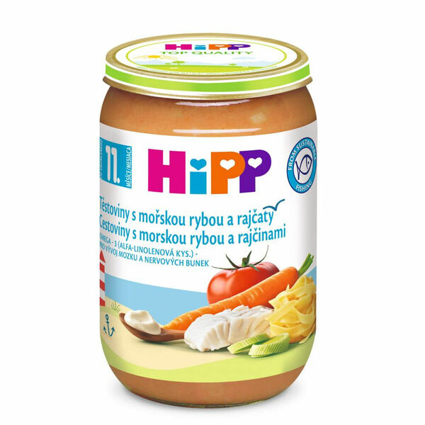 HIPP Menu Těstoviny s mořskou rybou a rajčetem 220 g porovnat ceny