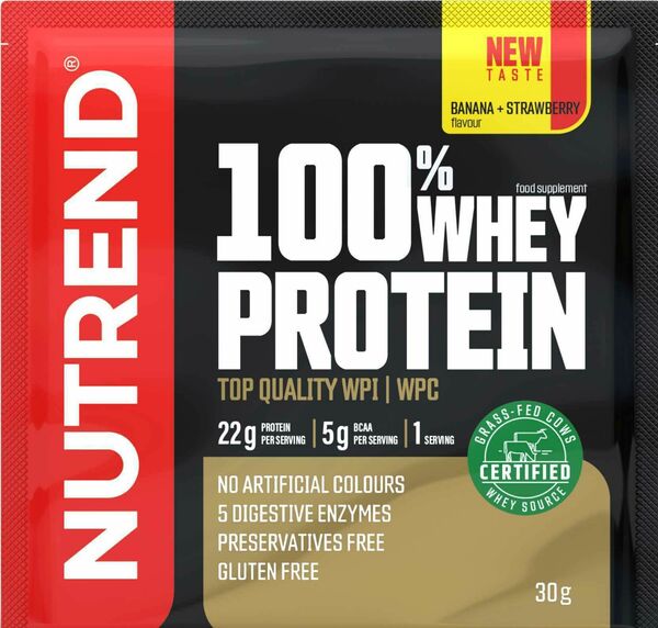 Nutrend 100% Whey Protein jahoda/banán 30g porovnat ceny